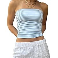 Women Y2k Tube Top Strapless Backless Bandeau Going Out Crop Top Aesthetic