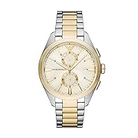 Emporio Armani Men's Chronograph Silver and Gold Two-Tone Stainless Steel Bracelet Watch (Model: AR11605)