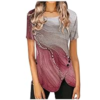 Tie Dye T Shirts Short Sleeve Plus Size Crewneck Graphic Tee for Women Trendy 2024 Casual Tunic Blouse Summer Tops