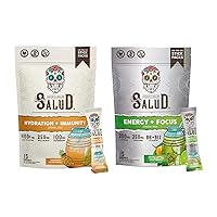 Salud 2-Pack | 2-in-1 Hydration + Immunity (Tamarindo) & Energy + Focus (Cucumber Lime) – 15 Servings Each, Agua Fresca Drink Mix, Non-GMO, Gluten Free, Vegan, Low Calorie, 1g of Sugar