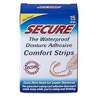 Comfort Strips Waterproof Denture Adhesive - Zinc Free - Extra Firm Hold For Lower Dentures - 15 Strips