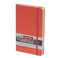 Tarens T9314-312M Art & Creation Sketchbook, Drawing Notebook, 5.1 x 8.3 inches (13 x 21 cm), Coral Red, Thickness: 4.9 oz/yd², Fine, Acid Free Paper, 80 Sheets