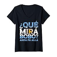 Womens qué mirás bobo, andá pa' allá funny speech V-Neck T-Shirt