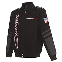 JH DESIGN GROUP Men's Dodge Charger Jacket an Embroidered Classic Twill Coat