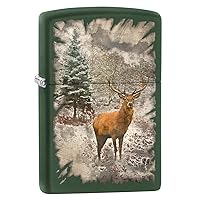 Zippo Lighter: Red Deer in The Woods - Green Matte 80517