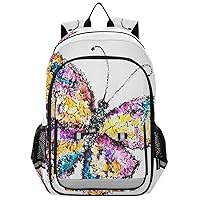 ALAZA Rainbow Butterflieswatercolor on White Casual Daypacks Bookbag Bag