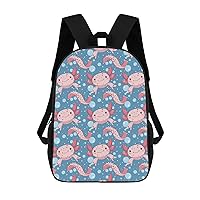 Cartoon Axolotl 17 Inch Backpack Adjustable Strap Laptop Backpack Double Shoulder Bags Purse for Hiking Travel Work
