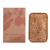 Aviela African Black Soap Bar, Contains Shea Butter, Clears & Exfoliates Skin, Vegan & Cruelty Free, 100% Natural, 4.23 oz (120g)