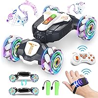 Gesture Sensing RC Stunt Car with Music Lights, 2.4Ghz 4WD Drift High Speed Double Sided 360° Rotating Car, Birthday Gift for 6-13yr Boys Girls
