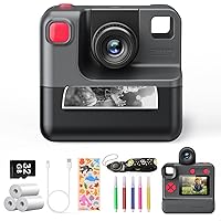Kids Camera Instant Print,Digital Camera, Selfie 1080P Video Camera with 32G TF Card, Toys Gifts for Girls Boys Aged 3-14 for Christmas/Birthday/Holiday (Black)