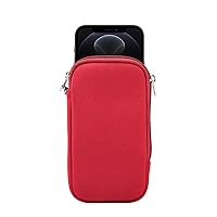 Neoprene Cell Phone Pouch Soft Elastic Shockproof Mobile Phone Case+Necklace Lanyard Crossbody Sleeve for iPhone 12 Pro Max XS, Samsung Galaxy Note 20 Ultra A51 A72 LG V50 V40 ThinQ (Red)