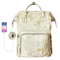 SEENUR Diaper Bag Backpack Travel Handbags Waterproof Diaper Tote with with USB Charging Port and Data Wire(Bamboo Green)