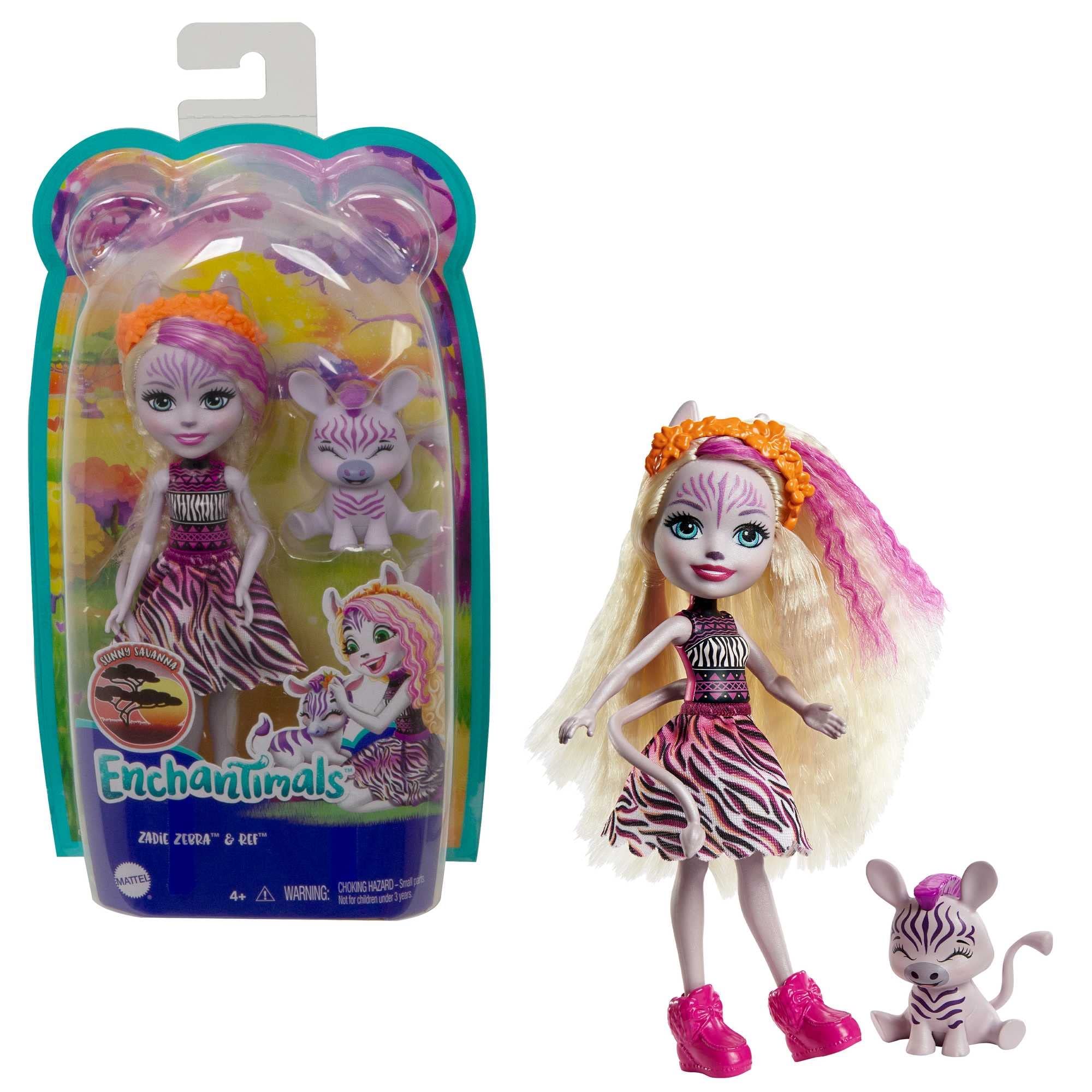Mattel Enchantimals Zadie Zebra Doll (6-in) & Ref Animal Friend Figure from Sunny Savanna Collection, Small Doll with Removable Skirt and Accessories, Great Gift for 3 to 8 Year Olds