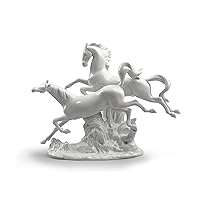LLADRÓ Horses Galloping Figurine. Porcelain Horses Figure.