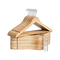 StorageWorks Wooden Coat Hanger, Wood Clothes Hangers 20 Pack, Natural Wood Color, Natural Wood Hangers for Coats, Shirts, Jackets, Pants, Suits