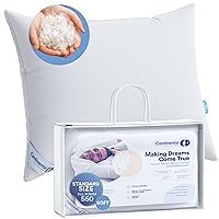 100% Luxury Down Pillows Standard Size Pack of 1 - Family Made in New York - Breathable Bed Pillows for Sleeping, Back, Side, Stomach Sleepers – 550 FP Soft (17oz), Moderate Softness and Loft