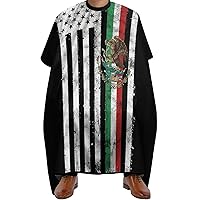 Mexican-American Flag Hair Cutting Cape Salon Haircut Apron Barbers Hairdressing Cape with Adjustable Snap Closure