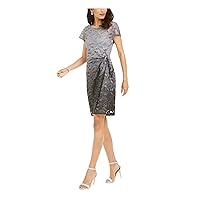 Signature by Robbie Bee Womens Petites Lace Cocktail and Party Dress Gray PM