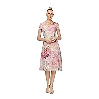S.L. Fashions Women's Plus Size Sequin Floral Lace Dress