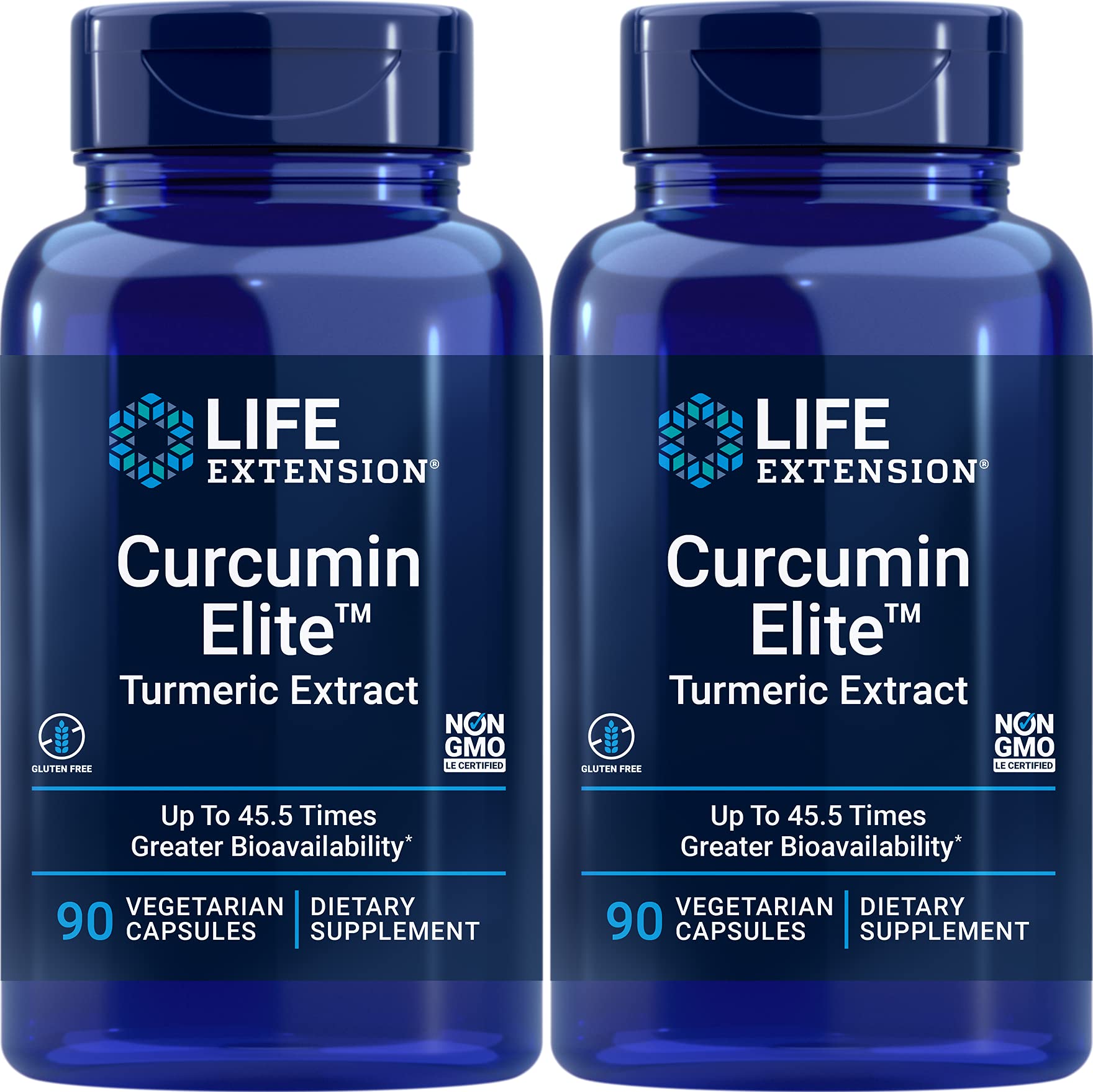 Life Extension Curcumin Elite Turmeric Extract, 90 Caps (Pack of 2)