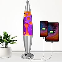 Jambo 16-Inch Beautiful Liquid Lamp with Wax | Entertaining for Adults and Kids (Silver Base, Purple Liquid, Yellow Wax, 16