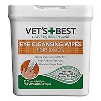Vet’s Best Eye Cleansing Wipes for Dogs - Tear Stain Remover for Dogs - Easy to Use and Paraben Free - Aloe Vera & Witch Hazel - 50 Count