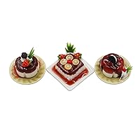 3 Mix Dessert Fruit Pudding Miniature,Tiny Pudding, Dollhouse Accessories for Collectibles