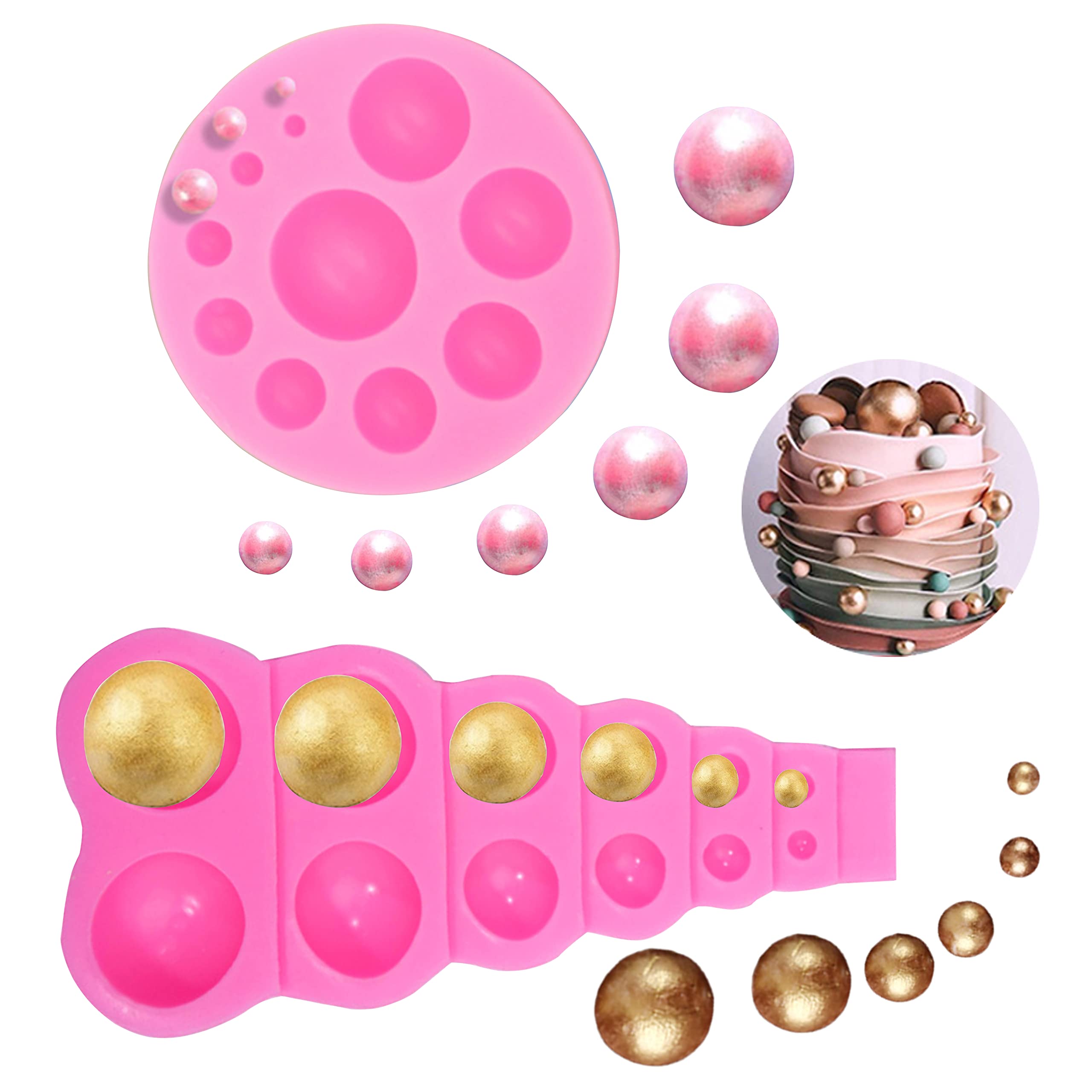 DIY 3D Pearl Fondant Mold Ball Pearl Semi Sphere Chocolate Silicone Molds Cake Decorating Sugar Lollipop Mold Dome Mousse Accessories Bakeware Tool