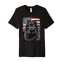 Keeshond American Flag Premium T-Shirt