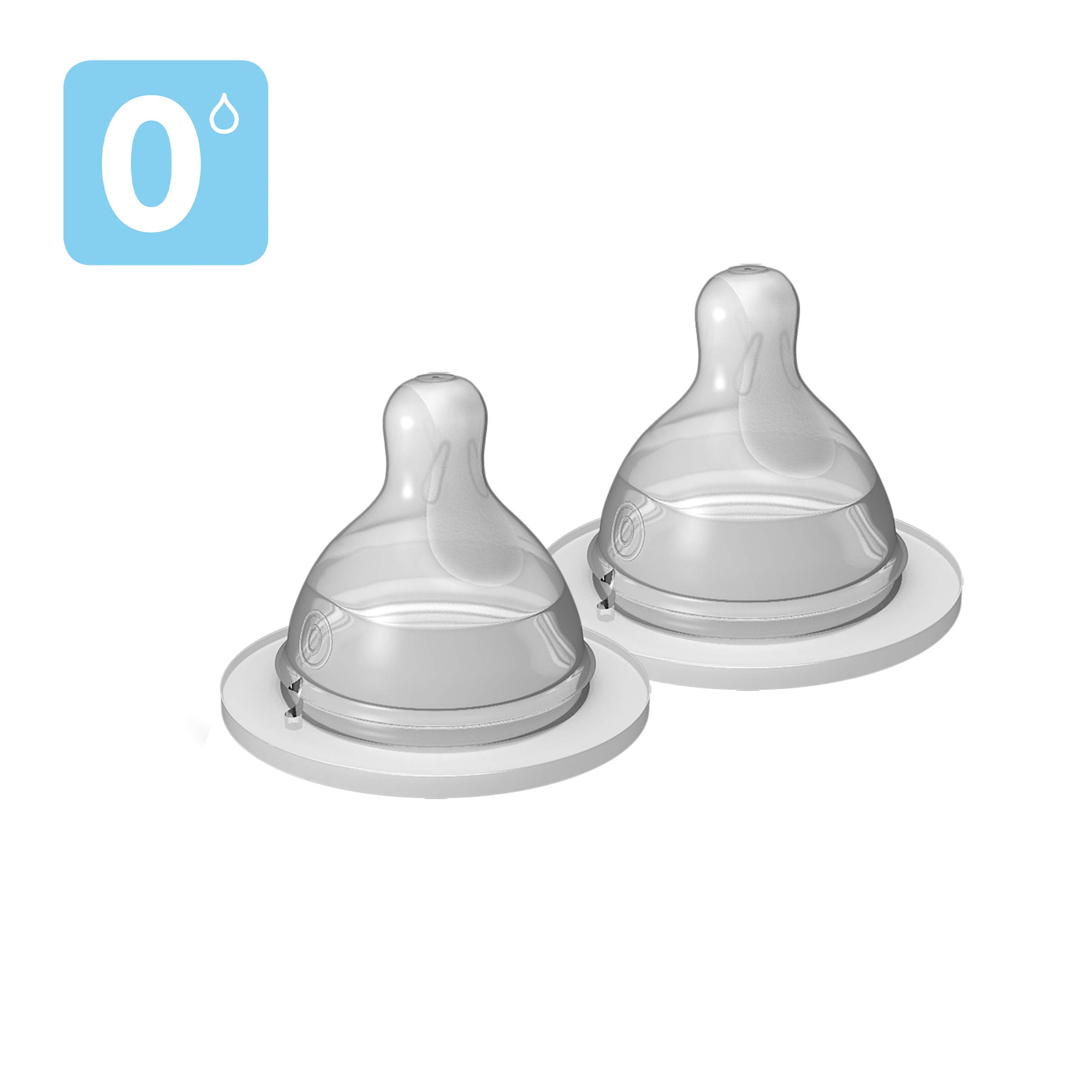 MAM Bottle Nipples Extra Slow Flow Nipple Size 0, for Newborn Babies and Older, SkinSoft Silicone Nipples for Baby Bottles, Fits All MAM Bottles, 2 Pack
