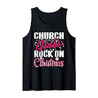 Church Girls Rock On Christmas Retro Christian Present Tank Top