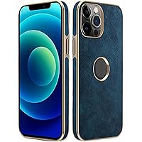 Case for iPhone 14 Pro, Business Soft Leather Flexible Plated TPU Bumper Shockproof Anti-Scratch Slim Back Cover, Wireless Charging Compatible 6.1 inch (Color : Blue)
