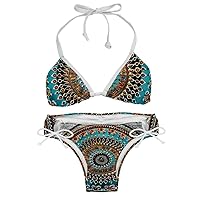 Bikinis Sets for Women, Bathing Suit for Women 2 Piece Bikini, Womens Bikini, Ethnic Gold Geometric Pattern Aztec Style
