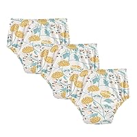 Baby Boys Potty Training Pants Vintage Chrysanthemum Yellow Flowers 3pcs Reusable Nighttime Training Underwear Boxers