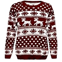 New Girls Boys Christmas Reindeer Snowflake Knitted Kids Xmas Jumper Sweater Top