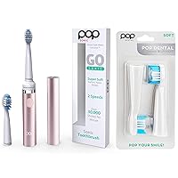 Pop Sonic Electric Toothbrush (Metallic Rose) + Bonus Pack - Travel Toothbrushes w/AAA Battery | Kids Electric Toothbrushes with 2 Speeds