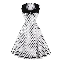 Mulanbridal Women's 1950s Retro Rockabilly Vintage Audrey Hepburn Style Polka Dots Cocktail Swing Dresses