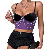 Corset Tops for Women Summer Vintage Chain Camisole Y2K Halter Crop Tops Ladies Sexy Adjustable Straps Boned Bustier
