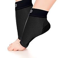 Go2 Arch Compression Support Sleeves for Heel Spur Relief, Gout, Neuropathy, Sports Injury, Men & Women Relief Socks (Solid Black, Medium)