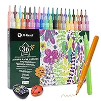 Artecho Acrylic Paint Pens, 36 Colors Acrylic Paint Markers with 0.7mm Fine Tip, Paint Pens Acrylic Markers for Rock Painting, Fabric, Wood, Glass, Ceramic