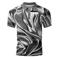 Polo Shirts for Men Geometric Patterns Casual Button Down Shirts Summer Comfortable Lapel Fashion Casual Classic Golf Shirts