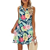 Women's Hawaiian Dresses Summer Dresses Beach Solid Tshirt Casual Boho Dress, S-2XL