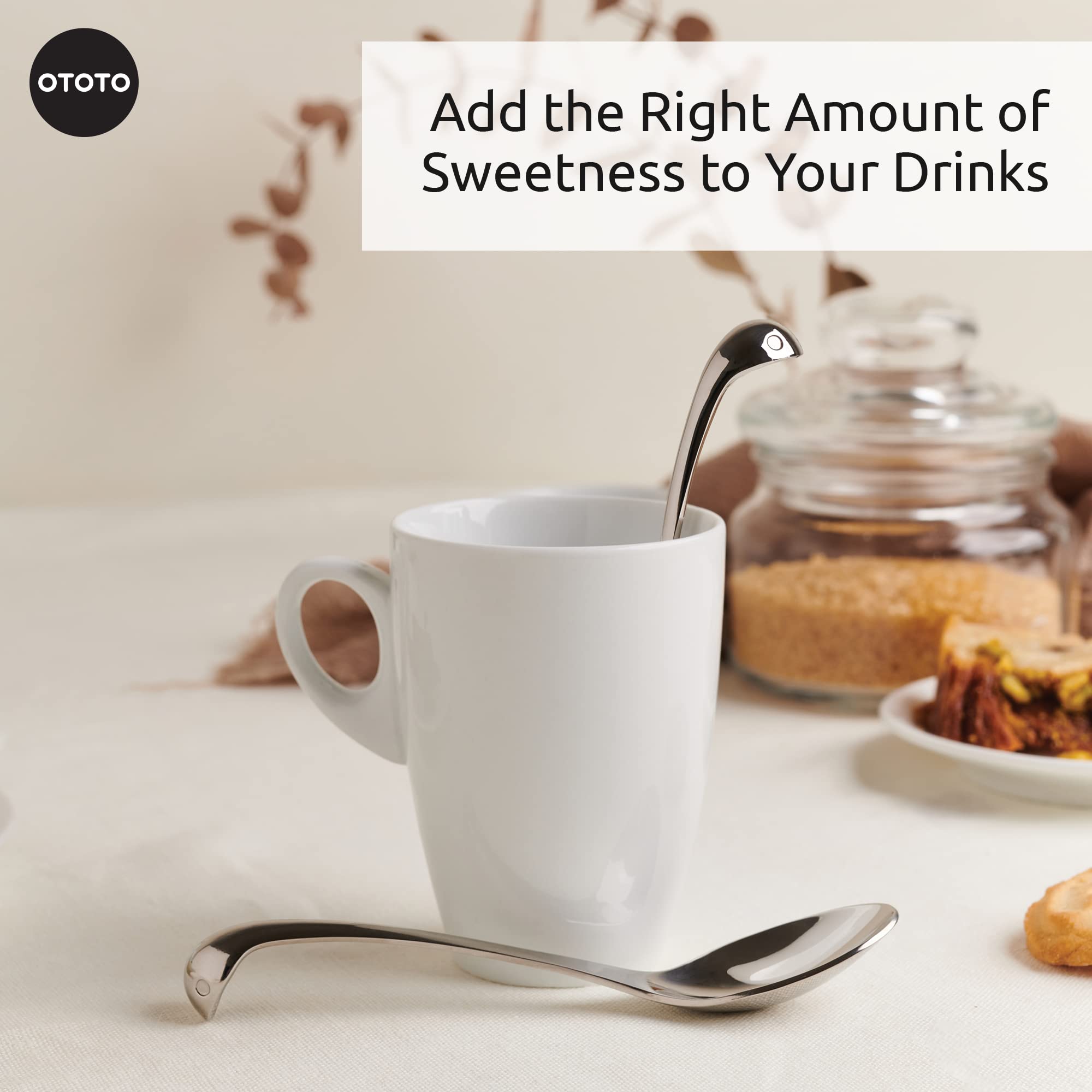 OTOTO Sweet Nessie Sugar Spoon - Stainless Steel Tea Spoon - 100% Food Grade & Dishwasher Safe - Perfect Spoon for Tea & Coffee