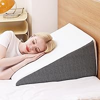 Bed Wedge Pillow for Sleeping, 12 Inch Triangle Bed Wedge for Adults, Memory Foam Wedge with Washable Cover, Hypoallergenic 30 Degree Triangle Pillow Wedge for Acid Reflux, Knee, Snoring