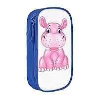 Cartoon purple hippo Printed Cosmetic Bag Portable Makeup Bag Travel Jewelry Case Handbag Purse Pouch Blue