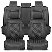 Prestige Premium Seat Covers, Semi-Custom Fit Car Seat Covers Full Set, Automotive Interior Cover for Car Truck Van SUV, Made with Faux Leather for Superior Feel & Durability - Black