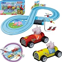 Carrera First Peppa Pig - Kids GranPrix Slot Car Race Track with Spinners - Includes Peppa Pig and George Cars - Battery-Powered Beginner Racing Set for Kids Ages 3 Years and Up