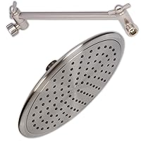 Waterfall Shower Head And Extension - 9 Inch Large Luxury Rain Showerhead For High Flow Overhead Showers With Solid Brass Adjustable Extender Arm, 2.5 GPM - Brushed Nickel
