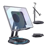 Tablet Stand, Tablet Holder Adjustable, Tablet Stand with 360 Degree Rotating Base for iPad/iPad Pro/Air/Mini, iPhone, Huawei, Galaxy, Kindle/Smartphones and More 4.7-15.6 Inch Devices (Black)