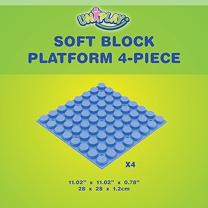 UNiPLAY Platform Building Block Base Plates — 11x11 Inch Stackable Building Platform Set, Learning Toy, Special Education for Ages 3 Months and Up (4-Piece Set)